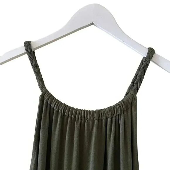 Olive Green Hi Low Asymmetrical Bohemian Soft Casual Oversized Dress #1004 - Picture 2 of 12